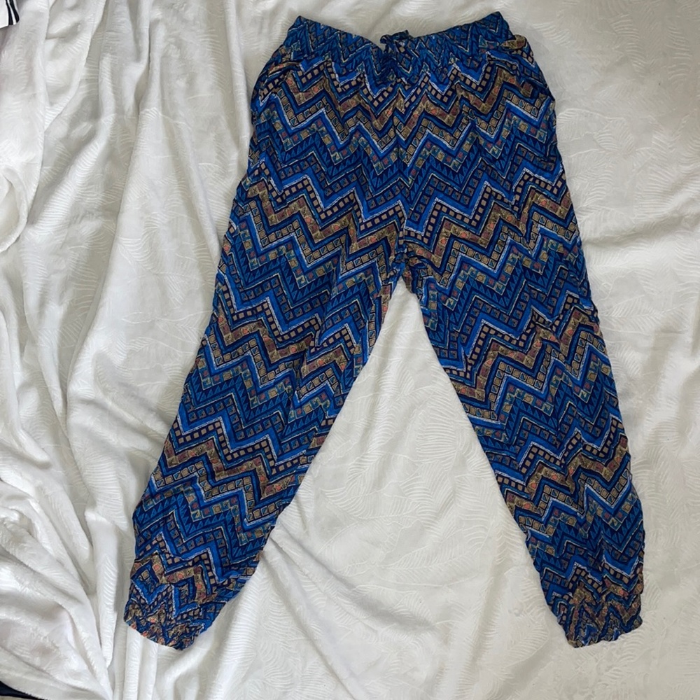 Blue print sheer trouser